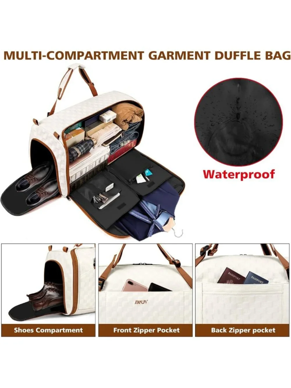 Versatile Travel Garment Bag Set - 4-in-1 Duffle with Backpack Straps & Shoe